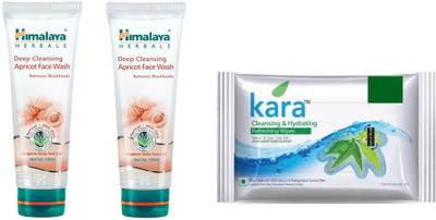 

Himalaya Deep Cleansing Apricot face wash, kara skin care wipes(Set of 3)