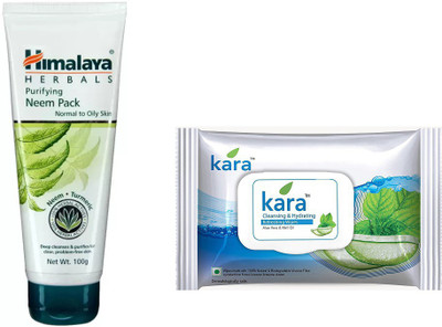 

Himalaya Purifying Neem Pack, kara skin care wipes(Set of 2)