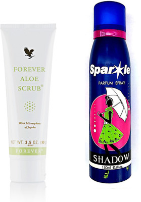 

Forever Aloe Scrub 99g With one sparkle perfume spray 150 ml(Set of 2)