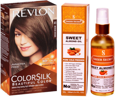 

Revlon MEDIUM BROWN 41 with SHEER SECRET COLD PRESSED SWEET ALMOND OIL 100ML(Set of 2)