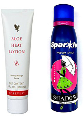

Forever Aloe Heat Lotion 118 ml (064) With one sparkle perfume spray 150 ml(Set of 2)