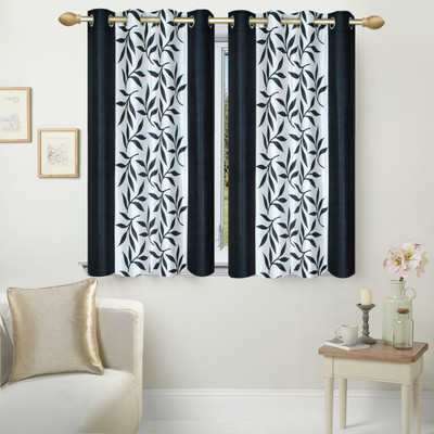 

Ville Style 153 cm (5 ft) Polyester Window Curtain (Pack Of 2)(Floral, Black)
