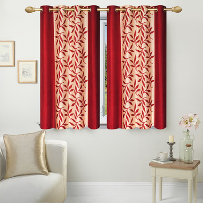 

Stella Creations 152 cm (5 ft) Polyester Window Curtain (Pack Of 2)(Printed, Maroon)