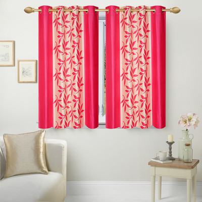 

Ville Style 153 cm (5 ft) Polyester Window Curtain (Pack Of 2)(Floral, Pink)