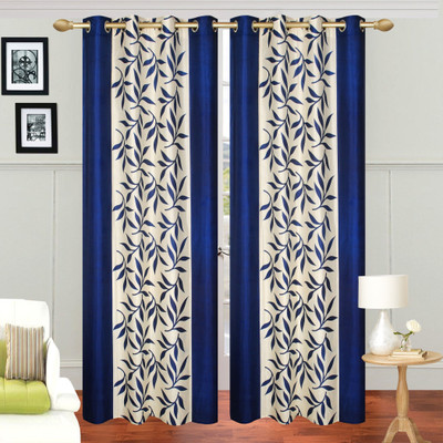 

Ville Style 275 cm (9 ft) Polyester Long Door Curtain (Pack Of 2)(Floral, Blue)