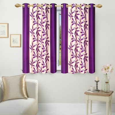 

Ville Style 153 cm (5 ft) Polyester Window Curtain (Pack Of 2)(Floral, Purple)
