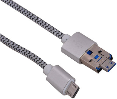 

Lambent Data Line Double-Sided OTG Cable compatible with Android and IOS Device Multi functional OTG cable(Multicolor)