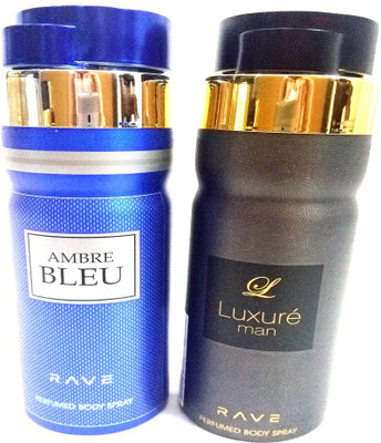 

RAVE AMBRE BLEU AND LUXURE MAN Perfume Body Spray - For Men & Women(400 ml, Pack of 2)