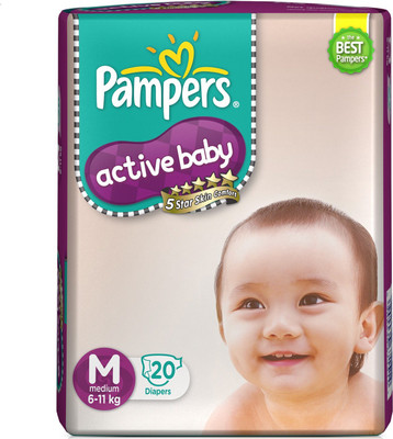 Pampers Active Baby Taped Diapers - M(20 Pieces)