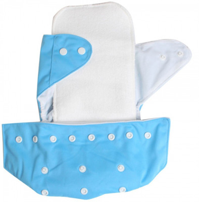 

House of Quirk 1pc Adjustable Reusable Baby Washable Cloth Diaper Nappies With Wet-free inserts For Babies of Ages 0 to 2 years (Blue) - M