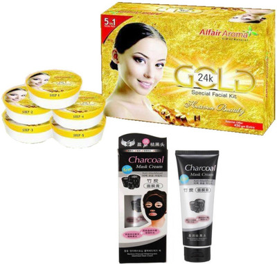 

Alfair Aroma 24C Gold Facial Kit With Charcoal Face Pack 900 g(Set of 2)