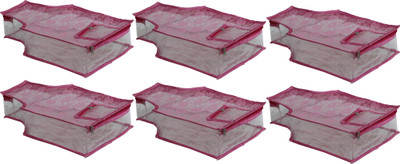 

ANNAPURNA SALES Designer Designer Full Transparent 5" Height Blouse Cover With Front Heavy Net Wardrobe Organizers or Garments Cover Combo Pack of 6 Pcs. PinkNB06(Pink)