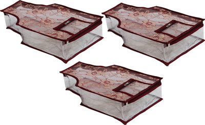 

ANNAPURNA SALES Designer Designer Full Transparent 5" Height Blouse Cover With Front Heavy Net Wardrobe Organizers or Garments Cover Combo Pack of 3 Pcs. MaroonNB03(Maroon)