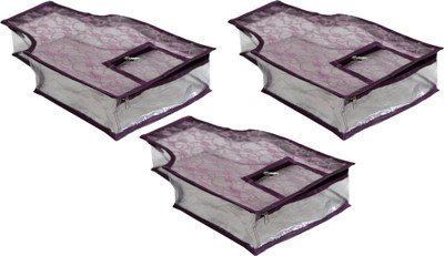 

ANNAPURNA SALES Designer Designer Full Transparent 5" Height Blouse Cover With Front Heavy Net Wardrobe Organizers or Garments Cover Combo Pack of 3 Pcs. PurpleNB03(Purple)
