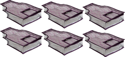 

ANNAPURNA SALES Designer Designer Full Transparent 5" Height Blouse Cover With Front Heavy Net Wardrobe Organizers or Garments Cover Combo Pack of 6 Pcs. PurpleNB06(Purple)