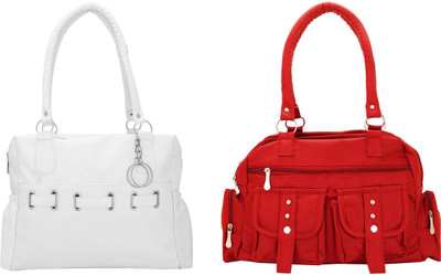 

Lady bar Shoulder Bag(White, Red), Red;white