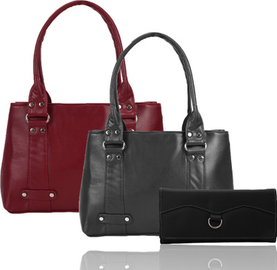 

Lady bar Hand-held Bag(Maroon, Grey), Grey;maroon