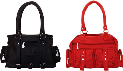Lady bar Shoulder Bag(Black, Red)