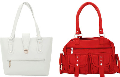

Lady bar Shoulder Bag(White, Red), Red;white