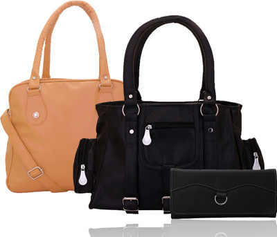 

Lady bar Hand-held Bag(Beige, Black)