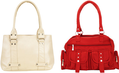 

Lady bar Shoulder Bag(Beige, Red)
