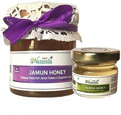 

Farm Naturelle Pure Raw Natural Jamun Flower Forest Honey, 250 Gms With 40 Gms Of Another Flower Honey)(290 g, Pack of 2)