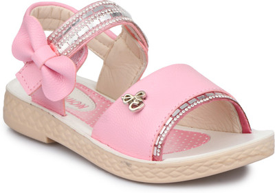 

PHEDARUS Girls Velcro Flats(Pink
