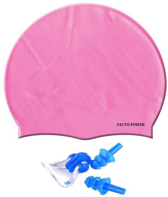 

FACTO POWER PINK COLOR SWIMMING CAP WITH EAR & NOSE PLUG Swimming Kit
