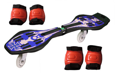 

Jonex Waveboard/snakeboard wheel with LED Flash colourful Lights on wheels and protective set of 2 (knee and Elbow guards) with free waveboard bag Skating Kit