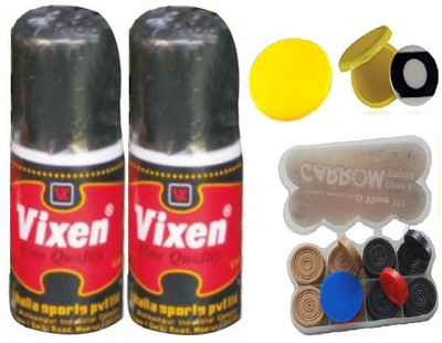 

Vixen Combo of Five- Two '555' Carrom Powder , Two Carrom Striker and One Box 'Carrom Men 777' Coins- Board Game
