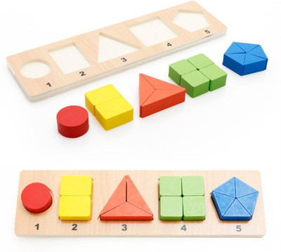 

Alria Toddler Learning Wooden Geometric Shape Pattern Color Cognitive and Matching Board Toy (Shape Sorting Board)(Multicolor)