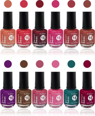 

seven 7 seas cosmetics makeup velvet matte nail polish Premium multicolor Collection Combo shade 14