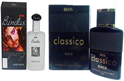 

Riya CLASSICO BLACK PERFUME BODY SPRAY 150 ML +BINDAS MANIA PERFUME BODY SPRAY 150 ML Eau de Parfum - 150 ml(For Men & Women)