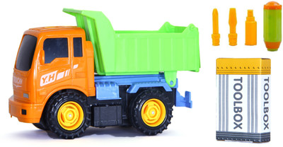 

Building Mart 2-in-1 Friction Powered Take-A-Part Pretend Play Construction Vehicle Dump Truck Tools Playset