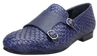 

Bare Skin Bareskin Blue Color Hand Weaved Genuine leather Double Monk Strap Shoes For Men Party Wear For Men(Blue, Navy blue