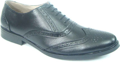 

ASM Black Brogues Synthetic Leather Shoes Lace Up For Men(Black