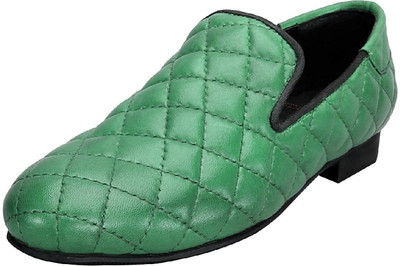 

Bare Skin Bareskin men green long vamp diamond stiched leather slip on shoe Casuals For Men(Green