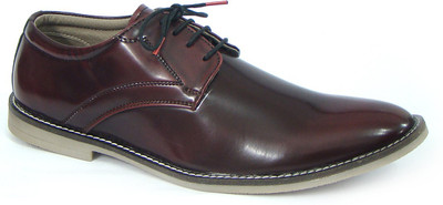 

ASM Wine Brush off Synthetic Leather Shoes Derby For Men(Burgundy