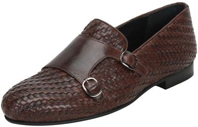 

Bare Skin BARESKIN BROWN LEATHER FULL WEAVED WITH DOUBLE MONK STRAP SLIP-ON SHOES FOR MEN Party Wear For Men(Brown