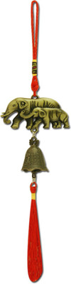 

DivyaMantra Car Decoration Rear View Mirror Hanging Accessories Feng Shui Elephant Bell Decorative Showpiece - 28 cm(Plastic, Yellow)