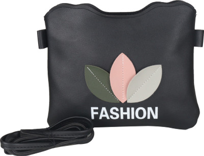 

La Fleur Girls Casual Black PU Sling Bag