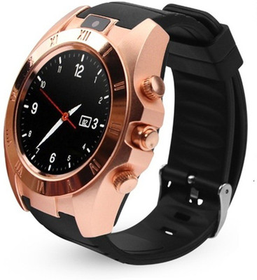 

Lambent S5 Circular SIM Card Smart Watch Bluetooth 3.0 Compatible With Android and IOS Devices Smartwatch(Gold Strap Free Size)