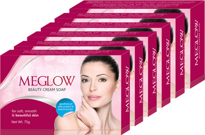 Meglow Beauty Cream Soap for smooth & Soft Skin(75gm each)-[Pack of 6](450 g, Pack of 6)