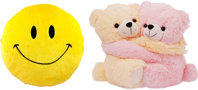 

MTC Smile Cushion (32cm)Combo With Couple Teddy (35cm) Stuffed Toy - 35 cm(Yellow)