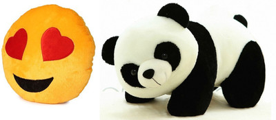 

MTC Hearted Eye Cushion (32cm)Combo With Panda (25cm) Stuffed Toy - 25 cm(Yellow)