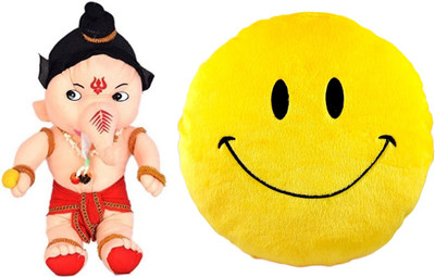 

MTC Smile Cushion (32cm)Combo With Ganesha (32cm) Stuffed Toy - 32 cm(Yellow)