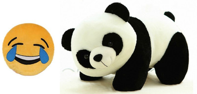 

MTC Laughing Tears Smile Cushion (32cm)Combo With Panda (25cm) Stuffed Toy - 25 cm(Yellow)