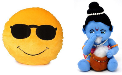 

MTC Cool Dude Smile Cushion (32cm)Combo With Krishna (30 cm) - 30 cm(Yellow)