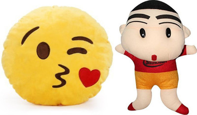

MTC Wynk Kissing Smile Cushion (32cm)Combo With Shinchan (40cm) Stuffed Toy - 40 cm(Yellow)