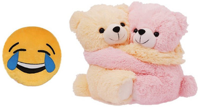

MTC Laughing Tears Cushion (32cm)Combo With Couple Teddy (35cm) Stuffed Toy - 35 cm(Yellow)